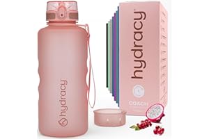 Hydracy Botella de Agua con Marcador de Tiempo - 2 L Botella de Agua Deportiva sin BPA - Botella de Gimnasio Antifugas con Funda Antitranspirante e Colador de Infusión