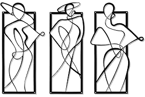 LARBER 3 Piezas Decoración de Pared de Metal Femenino, Minimalista Arte de Pared de Metal para Mujer, Arte de Línea de Metal Señoras Abstracto para Sala de Estar Dormitorio, Negro