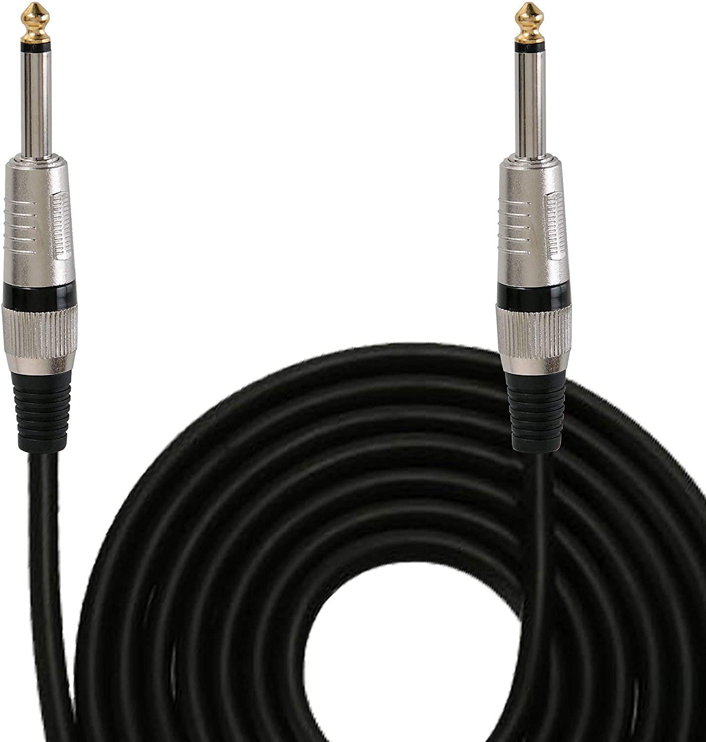 KEBILSHOP PREMIER 6.35mm 1/4 inch Guitar Instrument Cable 5 Meter/16.4 Feet for Electric Guitar,Bass,Keyboard,Mixer,Amplifier,Amp,Speaker. (BLACK-OLD-METAL)