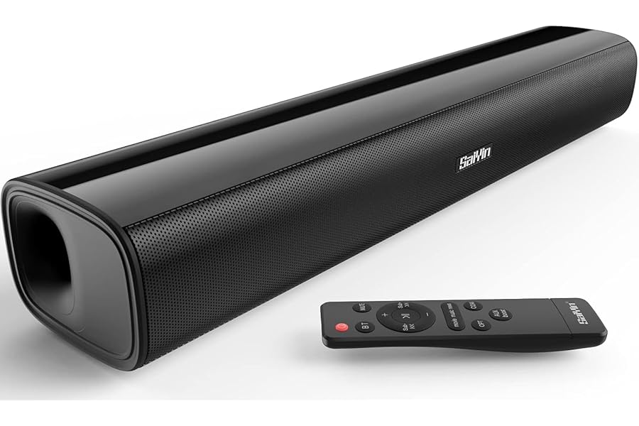 Saiyin Sound Bar for TV, 40 Watts Small Soundbar, Surround Sound System Sound Bar with Bluetooth 5.3/Optical/AUX Connection for PC/Gaming/Projectors,17inch