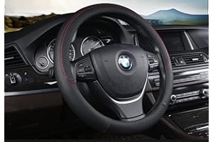 ‎GUTSBOX Universal Auto Lenkradhülle Lenkrad Abdeckung Heavy Duty Lenkradbezug aus Leder 38CM / 15'' Anti Rutsch Lenkradabdeckung Lenkradschoner (Schwarz)