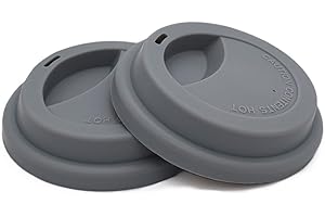 NanTun Tapas de silicona para bebidas a prueba de derrames, tapas reutilizables para tazas de café, 2 unidades, color gris