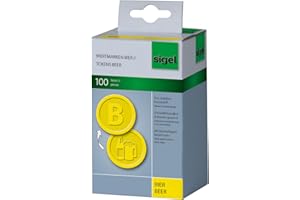 SIGEL WM004 Vales de consumición de cerveza, diámetro 25 mm, amarillo, 100 unds.