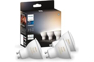 Philips Hue White 3 Faretti LED Smart, Bluetooh, Attacco GU10, 3x5W, Dimmerabile, Luce Bianca Calda, 3 Pezzi