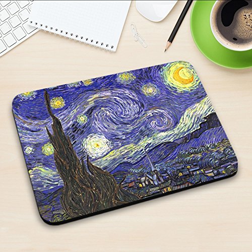 Van Gogh – Starry Night, Mousepad Anti Rutsch Unterseite für Optimalen Halt Kompatibel mit allen Maustypen (Kugel, Optisch, Laser) Ideal für Gamer und für Grafikdesigner. - 3
