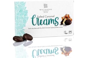 WHITAKERS CHOCOLATES Dark Chocolate Salted Caramel Creams | 150g/15 Pieces | Vegan | Gluten Free | UK