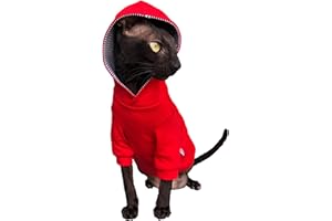 Kotomoda Sphynx Pull à capuche pour chat sans poils Rouge Taille S