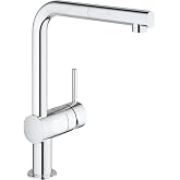 GROHE Minta QuickFix 32168000 Kitchen Tap with Pull-Out Spout, L-Shape and 360&deg; Swivel, Lower Water Consumption, Quick Instal