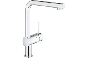 GROHE Robinet évier de cuisine Minta, Mitigeur cuisine monocommande, Robinet avec douchette extractible, Installation rapide, Chromé, 32168000 (Import Allemagne)