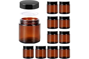 AYUANB 10 Stück Amber Glas Leerdose,100ml Braunen Tiegel Cremedose Glasbehälter Leere,Nachfüllbare Behälter Jars,mit Deckel und Liner für Kosmetik Cremes Lotionen Ätherische Öle Pulver Spenderflaschen