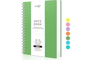 RETTACY Blocco note B5, taccuino a spirale, 300 fogli/150 pagine per scrivere, 100 g/m², carta a righe universitarie, copertina rigida in PVC, 19 x 25 cm, verde