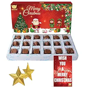 Christmas Gifts, Merry Christmas Chocolates, Premium Xmas Gift Box, 18 Pieces, Free Xmas Stars and Free Merry Christmas Greetings Card