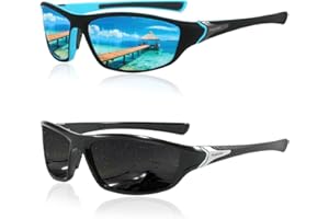 JYNVO 2 Gafas De Sol Deportivas Para Hombre, Polarizadas, Gafas De Sol Deportivas Para Hombre Para Pesca, Ciclismo, Golf, Protección Uv400 Pêche Le Vélo