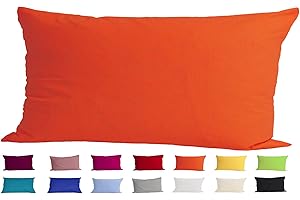 ‎BETIES beties Basic Kissenbezug ca. 40x80 cm Kissenhülle 100% Baumwolle in vielen fröhlichen Uni-Farben (orange)