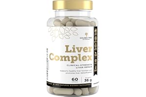 ‎GOLDEN TREE Golden Tree Liver Complex – Ein Leber Komplex mit Mariendistel, Artischocken, Löwenzahn, Kurkuma, Alpha-Liponsäure, Vitamin D, Vitamin B6 und Vitamin B12 zur Leberentgiftung. 100% natürlich und vegan