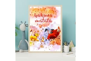 MA LITTLE CANV Affiche Roi Lion - Décoration murale pour chambre d'enfant de bébé, fille ou garcon - Poster Roi Lion Disney Simba | Sans Cadres 30x40cm (Hakuna Matata)