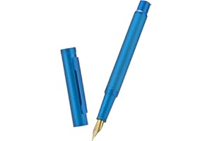 EROFA Hongdian Penna stilografica con pennino extra fine, design classico, set con converter e custodia in metallo, colore: blu