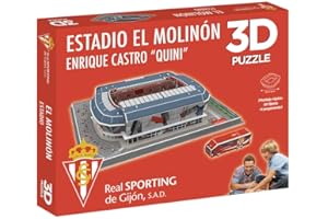 BANDAI- Puzzle Estadio 3D El Molinón (Sporting Gijón) National Soccer Club Figura de colección, Multicolor (Eleven Force EF10803)