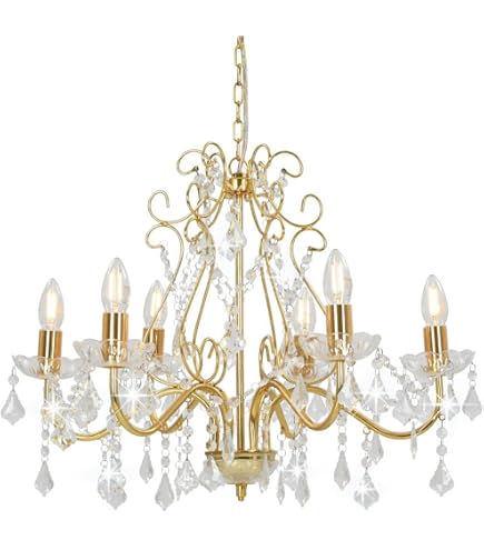 Lustre Cristal Maria Theresa 6 Bras - Plafonnier élégant Pour Salon, Salle à Manger (diam. 60cm)