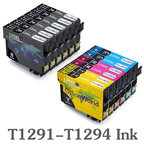 OfficeWorld Kompatible Patronen Ersatz für T1291 T1292 T1293 T1294 Tintenpatronen Kompatibel für Stylus SX420W SX425W SX445W SX525WD SX535WD SX620FW & Office B42WD BX305F BX305FW BX320FW BX525WD BX535WD BX625FWD BX630FW BX635FWD BX925FWD BX935FW WorkForce WF-7015 WF-7515 WF-7525 - 2