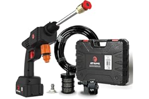 Jet Hawk – Portable Cordless High-Pressure Washer As Seen on High Street TV - Use Any Water Source – 6 in 1 - Inc Spray Nozzles, 5m Hose, Hose Connector, Free Soap Dispenser Bottle & Hard Carry Case