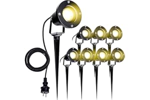Einfeben 8 Pack 4W Spot LED Extérieur, Spot Jardin GU10 IP65 avec tête de piquet, Lampe LED Extérieur Blanc Chaud pour Chemin Extérieur, Lampe de Pelouse