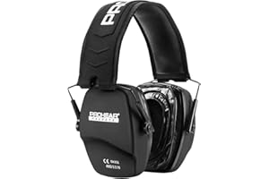 PROHEAR 016 Cuffie Poligono per Tiro Al Piattello, 31dB SNR Riduzione del Rumore, Caccia Cuffie Antirumore, Protezione dell'Udito Regolabile per AdultI, Cuscinetti in silicone Nero