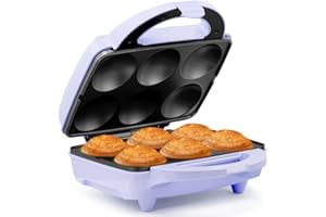 Holstein Housewares Antihaft-Cupcake-Maker, Lavendel/Edelstahl, für 6 Cupcakes, Muffins, Zimtbrötchen und mehr für Geburtstage, Feiertage, Backverkäufe oder besondere Anlässe