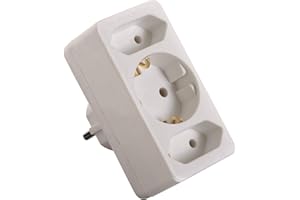 as - Schwabe - Enchufe múltiple Euro, para la conexión de 2 enchufes Euro y 1 enchufe Schuko, enchufe de alimentación para to