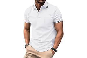 zitysport Polo Uomo Camicia a Maniche Corte Camicia da Golf Traspirante Uomo Camicie estive Sport Basic Slim Fit Tshirt con Tasca sul Petto Polo Shirt