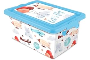 Acan Tradineur – Caja de almacenamiento – Diseño Lets Fly – Capacidad de 13 Litros – Fabricado en España - Contenedor para almacenar libros, ropa, mantas.