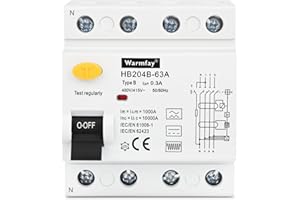 Warmfay FI Fehlerstromschutzschalter RCD Typ B 63A 300mA Allstromsensitiv 4-polig