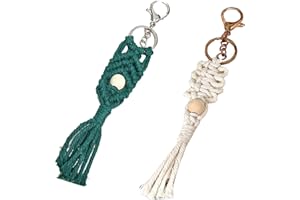 Koboko 2 sztuki makramowych breloczków do kluczy, makrama, brelok do kluczy, breloczek do kluczy, plecak, ornament, ręcznie tkany breloczek do kluczy, szmaragdowy, keiner