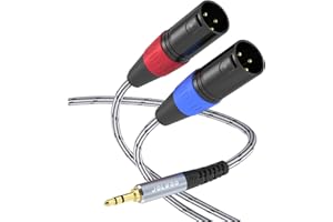 JOLGOO Cavo breakout stereo professionale da TRS a doppio XLR maschio da 3,5 mm, cavo per microfono patch splitter a Y stereo TRS da 1/8" a 2 XLR maschio, 1 metro