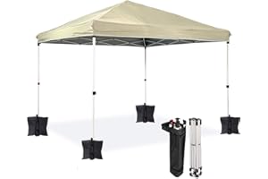Dawsons Living Waterproof Premium One Touch Garden Event Shelter- Choice of Colours - 3m x 3m Pop Up Outdoor Garden Shelter - PVC Coated - Travel Bag and 4 Leg Weight Bags (Beige)
