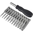 12 Pack 50mm Torx Screwdriver Bit Sets,YuCool 1/4 inch Star Magnetic Screwdriver Security Bit Set T5-T40 S2 Steel Hex Screwdrivers Impact Driver Bits Set with 1 Pack Handle