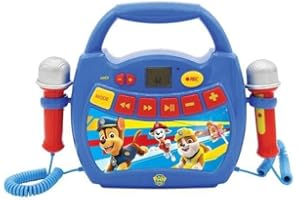 Lexibook MP300PAZ Paw Patrol, Chase & Marshall, My First Karaoke Digital Player with 2 Toy mics, Wireless, Record and Voice Changer Functions, Blue/red