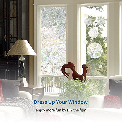 Rabbitgoo® 3D Fensterfolie Dekorfolie Sichtschutzfolie Fensterschutzfolie Selbsthaftend Statisch Haftend Anti-UV Upgrade Version 60*200cm - 4