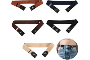 FHISKUNYU Confezione da 5 Cinture per Bambini Senza Fibbia Regolabili - Elastiche per Ragazzi e Ragazze, Sportive (Beige Scuro, Blu Scuro, Marrone, Nero)