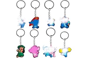 Zmrkqw Portachiavi, 8 Pezzi PVC Portachiavi ad Anello e Catena da Ragazzo Ragazza, per Porta Chiavi, Cerniere, Zaini, Compleanno Natale bomboniera Festa Bambini Adulti Regalo