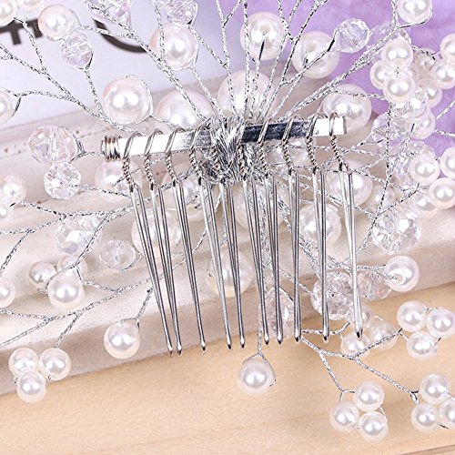 Musuntas Elegant Strass Perlen Hochzeit Braut Haarklammer Brautschmuck Braut Haarschmuck Haarclip–HG019 - 4
