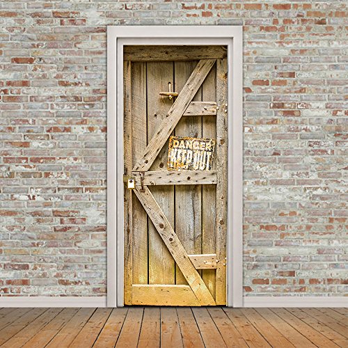 Rocwart 3D Porta murale per Soggiorno, Bambine e Bambini Rimovibile in Vinile Pericolo.Keep out Wallpaper Art Home Decoration 77 x 199,9 cm As Pictures Show