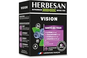 HERBESAN - VISION - Santé des Yeux - 6 actifs à l'action complète et ciblée - Lutéine, Zéaxanthine, Myrtille, Vitamines et Zinc - Pigmentation - Anti-oxydants - 60 comprimés