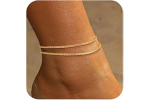 ZOERAY Tobillera de Plata 925 Para Mujer Tobilleras Bañada en Oro 18K Bohemias Ajustable con Capas de Corazón Pulsera Tobillera con Cuentas Impermeables Joyería Regalos de Playa Para Mujer