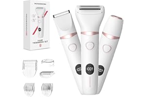 ‎MAXGROOM MAXGROOM 3-in-1 Intimrasierer für Frauen,Akku Elektrischer Rasierer Damen Intimbereich mit LED Nass-Trocken Damenrasierer Elektrisch,Bikini Trimmer Damen Intimbereich,Elektrorasierer Damen für Gesicht