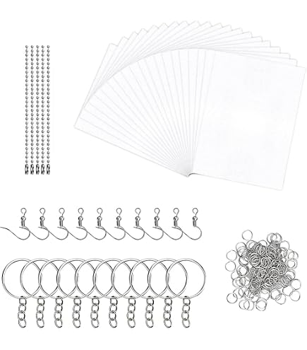 198 Piezas Plastico Magico Horno, Papel Magico, Plastico Encogible DIY Set, Shrink Plastic con Perforadora, Lápices, Llaveros, Broches, Ganchos para Pendientes – Shrinking Paper/ Shrinky Dink Paper