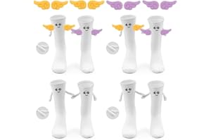 IJHYGD 4 Pare Calcetines Magneticos Parejas de La Mano Calcetines Pareja Divertida Calcetines Mano MagnéTica Magnetic Hand Holding Funny Couple Socks 3D con Succión Magnética, Gratis Accesorios Deco