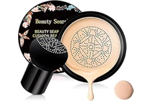 XINYUNXIN CC Cream Foundation with Mushroom Head Air Cushion BB Cream Moisturizing Concealer Full Coverage for Flawless Makeup Base Long Lasting with Mushroom Makeup Sponge Even Skin Tone （Light White）