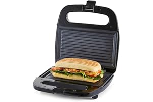 Geepas Panini Sandwich Press, 750W 2 Slice Sandwich Toaster | Non-Stick Plates, Grill & Griddle Toasty Maker | Stainless Steel Panini Press | Ideal for Breakfast | 2 Year Warranty
