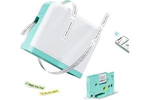 Vixic Tragbarer Etikettendrucker mit Klebeband, P3200 Handheld Bluetooth Label Maker mit mehreren Modi zum Bearbeiten von Etiketten, Etikettiermaschinen für 6-12 mm-Bänder, für Heimschulbüro, Grün